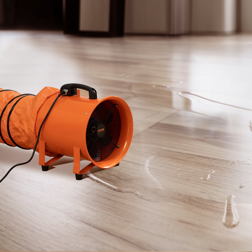 VEVOR 40.6cm Portable Ventilator, 2 Speed 5175CFM High-Velocity Industrial Utility Blower Fan with 5m Flexible Duct Hose, Exhaust Axial Fan for Basements, Workshops, Warehouses, Orange