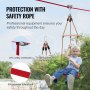 VEVOR Kit Zipline da 65 Piedi Fino a 500 libbre, Zipline per Cortile all'aperto, Intrattenimento per Parco Giochi con Zipline, Imbracatura di Sicurezza in Nylon, Sedile e Manubrio