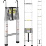 VEVOR Scala Telescopica in Alluminio Estensibile Altezza Max. 4,6m Portatile 13,2kg, Scala Telescopica Allungabile in Alluminio Portatile Salva Spazio Portata Massima 190kg per Riparazione Domestico