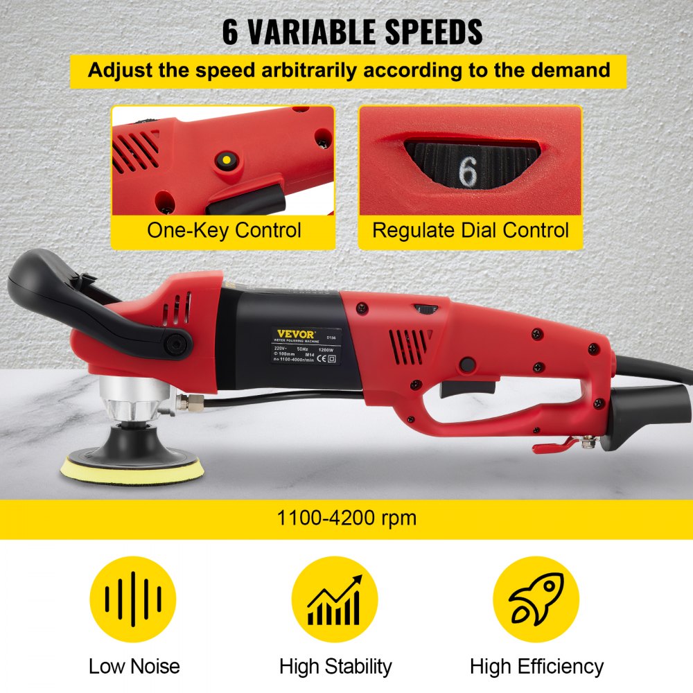 VEVOR Lucidatore a Pietra Bagnata Elettrico Professionale, Potenza 1200 W Velocità 1100 - 4200 giri/min Lucidatrice Angolare per La Lucidatura a Umido del Piano di Lavoro in Cemento, del Granito.