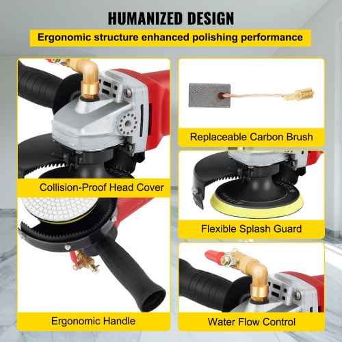 Lucidatrice Ad Acqua SPTA 800W - Per Marmo, Granito, Cemento, Velocità Variabile 500-4000 RPM - Foto 7