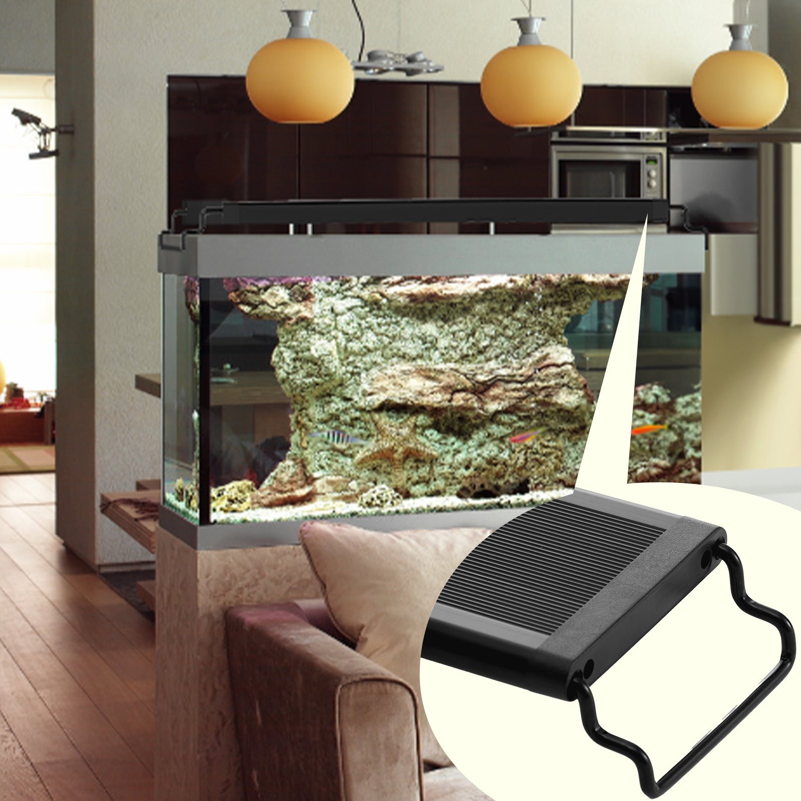 VEVOR Luce per Acquario, a Spettro Completo 14 W Modalità Naturale 24 Ore su 24, Lampada Acquario, Staffe Estensibili Guscio Lega di Alluminio per Acquario con Piante d'Acqua Dolce 30,48 a 45,72 cm
