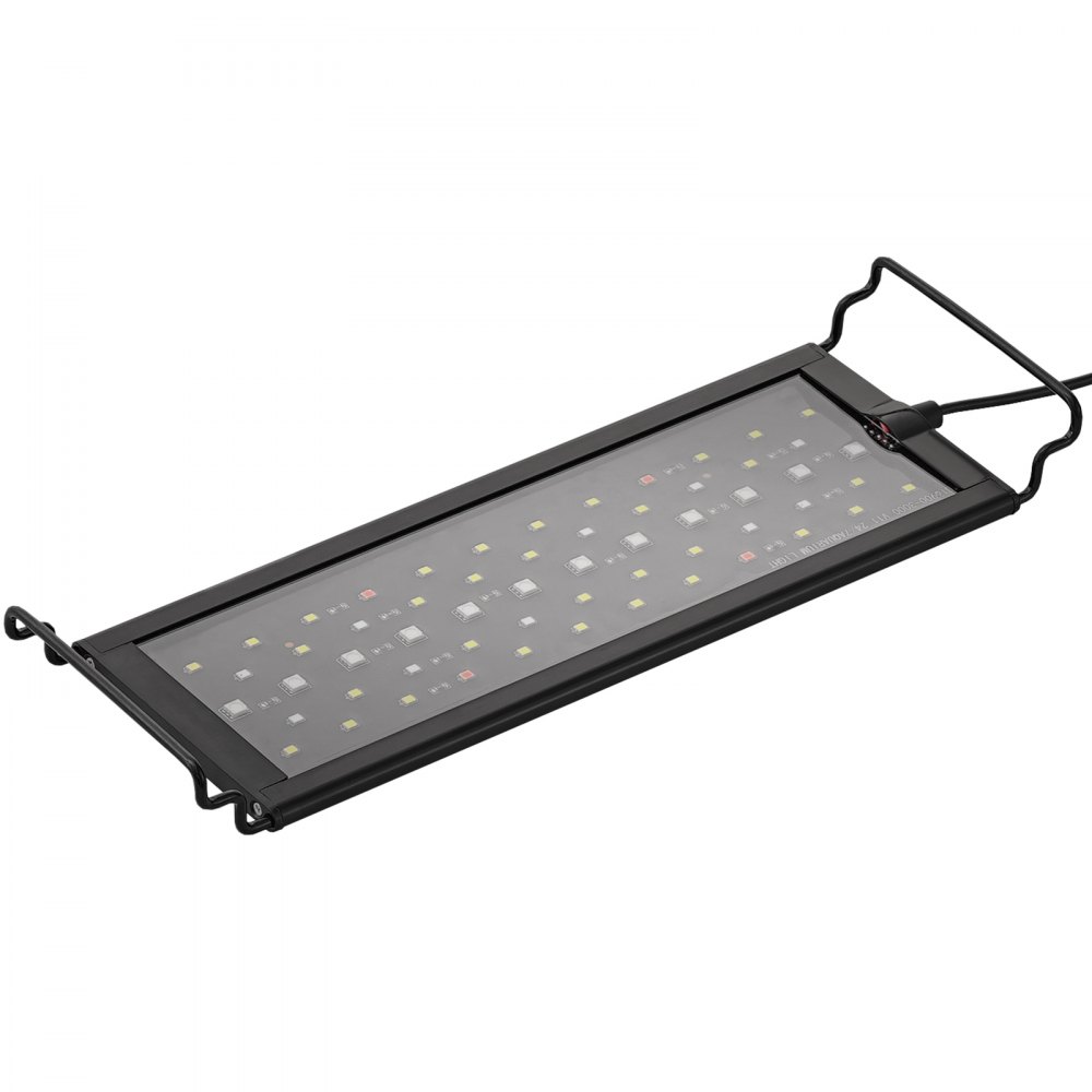 VEVOR Luce per Acquario Schermo LCD a Spettro Completo 14 W Lampada Acquario con Modalità Naturale 24/7, Staffe Estensibili Guscio in Lega di Alluminio per Serbatoio d'Acqua Dolce 30,48 a 45,72 cm