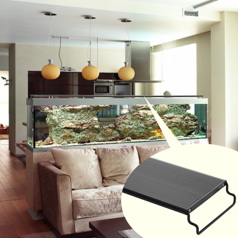VEVOR Luce per Acquario con Schermo LCD a Spettro Completo 42 W, Lampada Acquario Modalità Naturale 24/7, Staffe Estensibili Guscio Lega di Alluminio per Serbatoio d'Acqua Dolce 121,92 a 137,16 cm