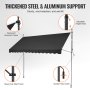 VEVOR Tenda da Terra Retrattile 350 x 120 cm Tenda Manuale con Manovella, Altezza Regolabile 218-310 cm Tenda da Sole per Balcone Esterno Resistente ai Raggi UV, per Terrazza/Balcone/Cortile, Nero