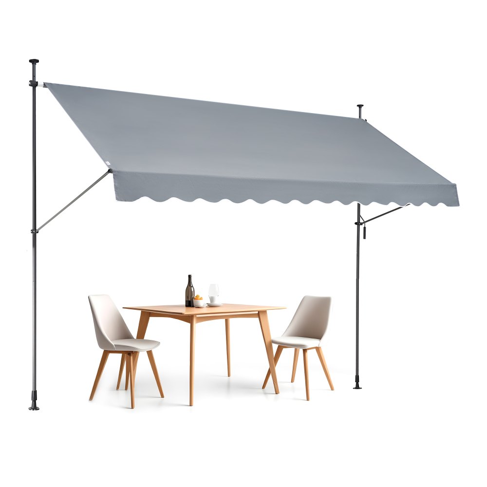 VEVOR Tenda da Terra Retrattile 350 x 120 cm Tenda Manuale con Manovella Grigio