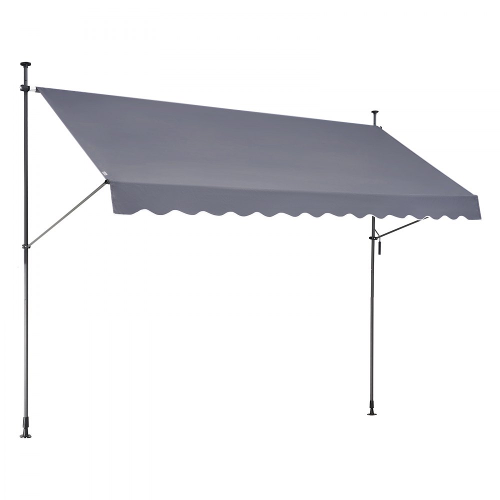 VEVOR Tenda da Terra Retrattile 350 x 120 cm Tenda Manuale con Manovella, Altezza Regolabile 218-310 cm Tenda da Sole per Balcone Esterno Resistente ai Raggi UV, per Terrazza/Balcone/Cortile, Grigio