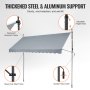 VEVOR Tenda da Terra Retrattile 350 x 120 cm Tenda Manuale con Manovella Grigio