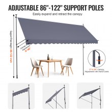 VEVOR Tenda da Terra Retrattile 450 x 120 cm Tenda Manuale con Manovella Grigio