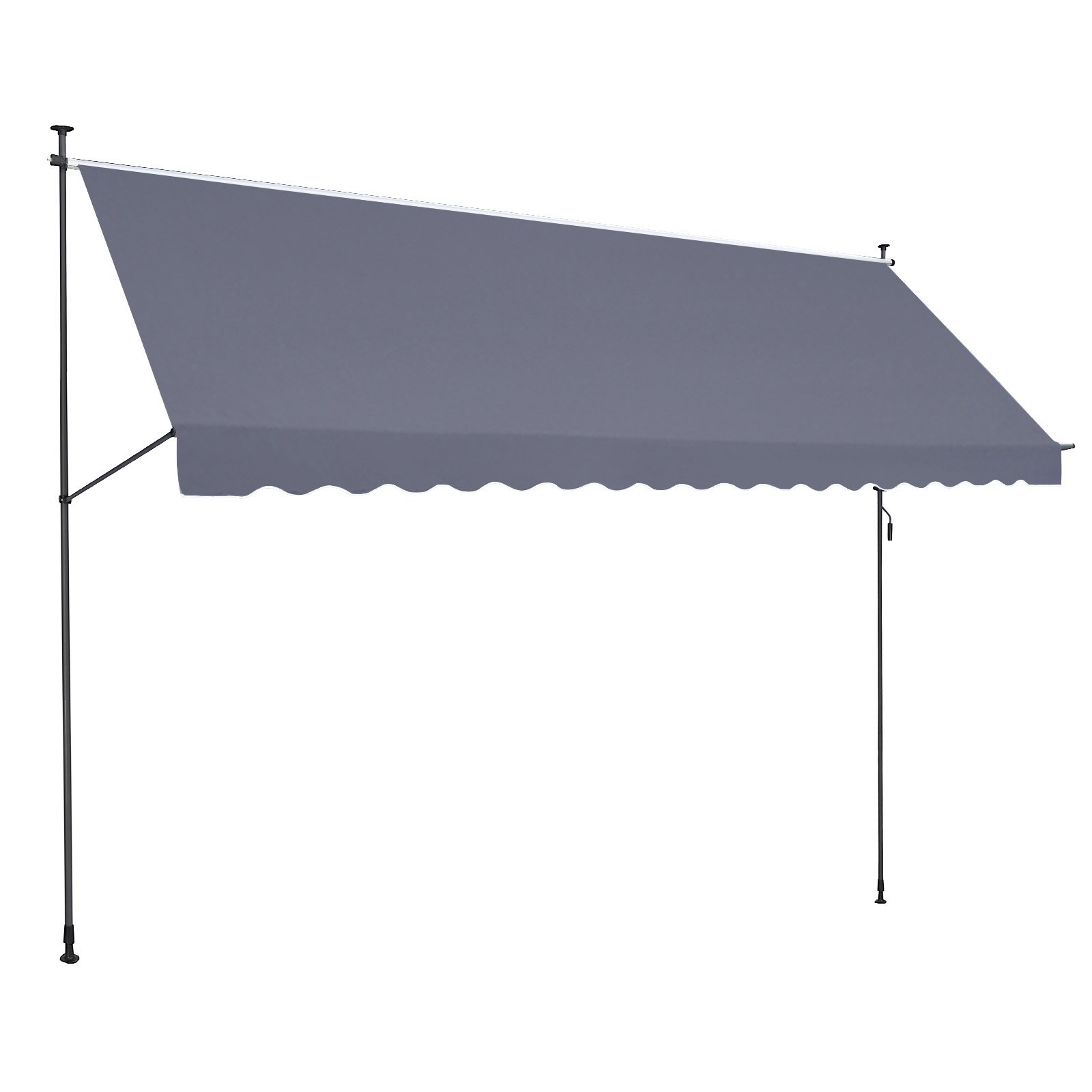 VEVOR Tenda da Terra Retrattile 450 x 120 cm Tenda Manuale con Manovella, Altezza Regolabile 218-310 cm Tenda da Sole per Balcone Esterno Resistente ai Raggi UV, per Terrazza/Balcone/Cortile, Grigio