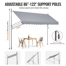 VEVOR Tenda da Terra Retrattile 400 x 120 cm Tenda Manuale con Manovella Grigio