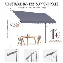 VEVOR Tenda da Terra Retrattile 400 x 120 cm Tenda Manuale con Manovella Grigio