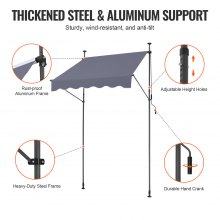 VEVOR Tenda da Terra Retrattile 150 x 120 cm Tenda Manuale con Manovella Grigio