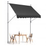 VEVOR Tenda da Terra Retrattile 250 x 120 cm Tenda Manuale con Manovella, Altezza Regolabile 218-310 cm Tenda da Sole per Balcone Esterno Resistente ai Raggi UV, per Terrazza/Balcone/Cortile, Nero