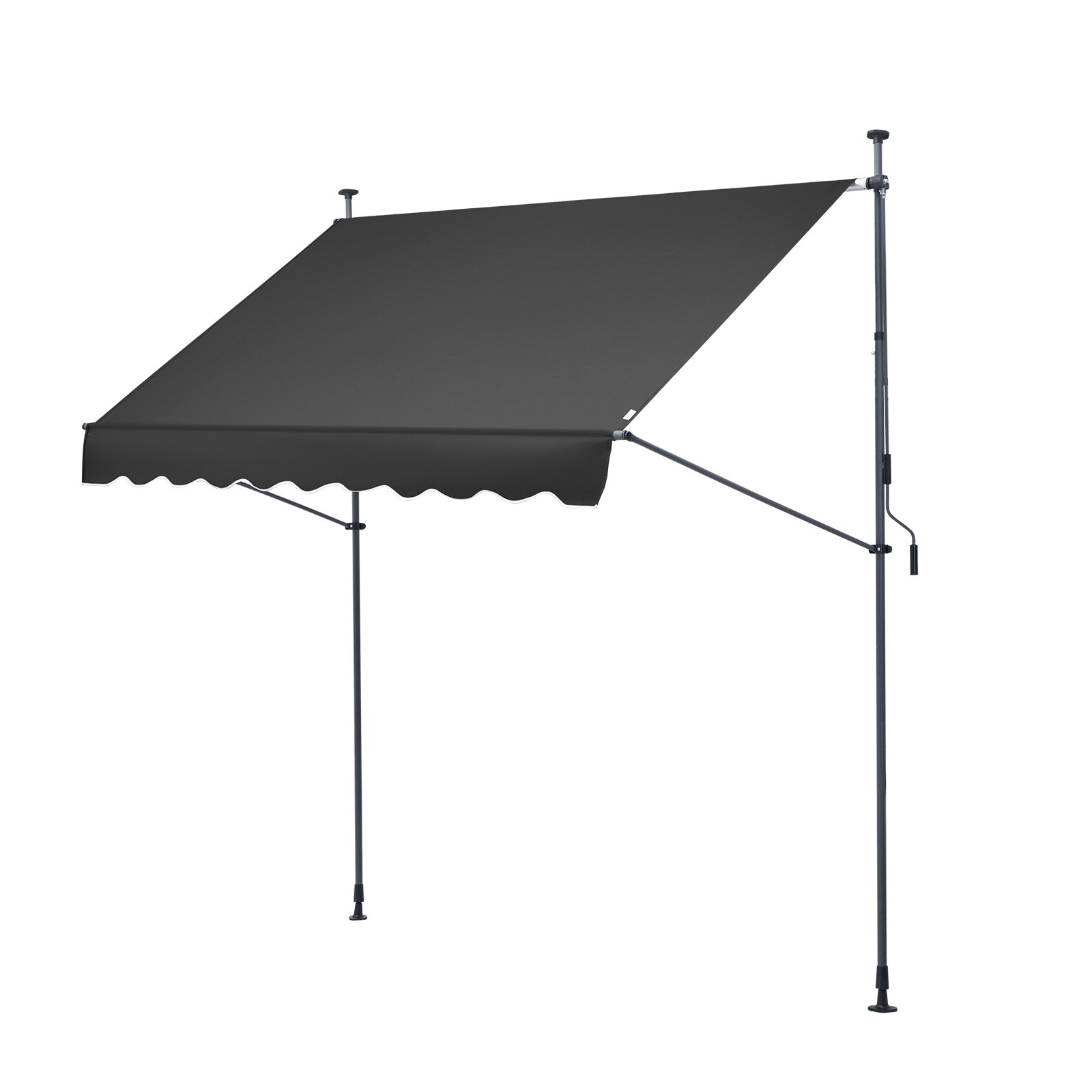 VEVOR Tenda da Terra Retrattile 250 x 120 cm Tenda Manuale con Manovella, Altezza Regolabile 218-310 cm Tenda da Sole per Balcone Esterno Resistente ai Raggi UV, per Terrazza/Balcone/Cortile, Nero