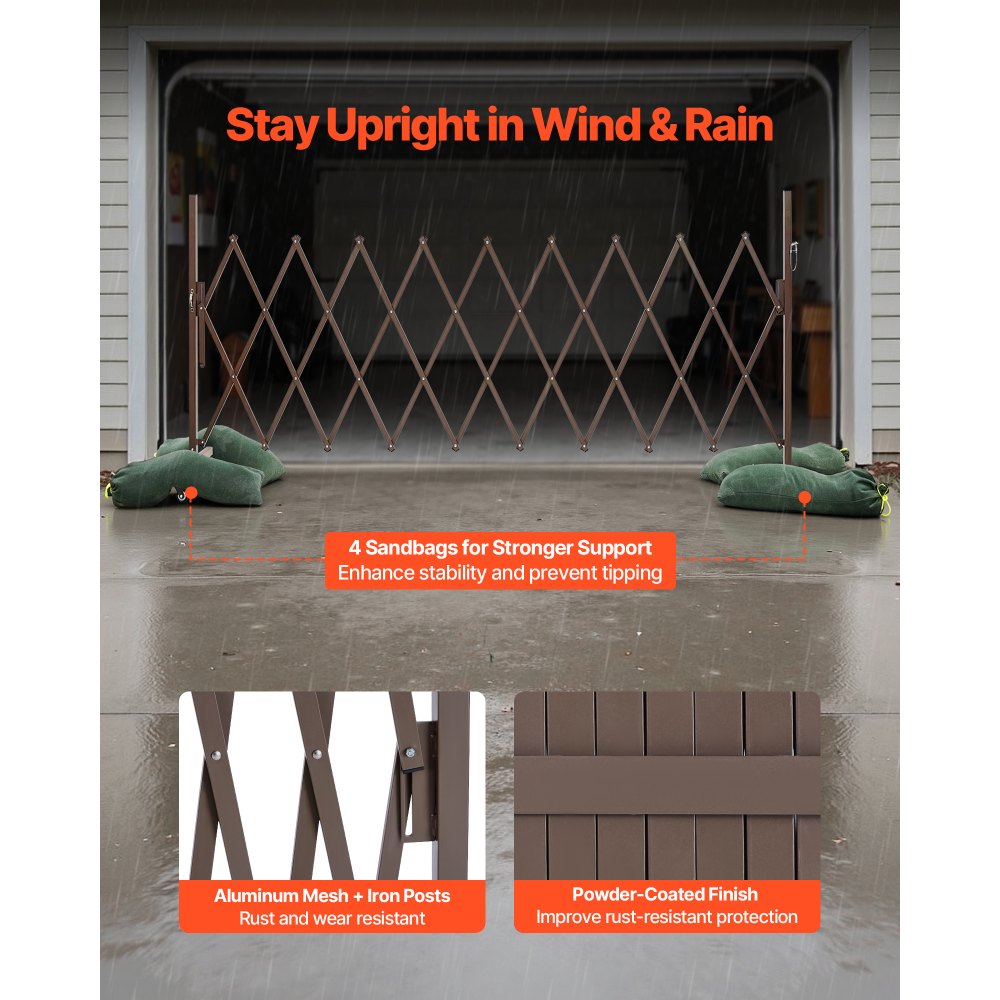 VEVOR Barricata Mobile Espandibile Barriera Controllo della Folla di Sicurezza 3,07 m, Cancello Espandibile Barricato Altezza da Terra Estesa 145 mm Recinzione in Metallo per Giardino Vialetto