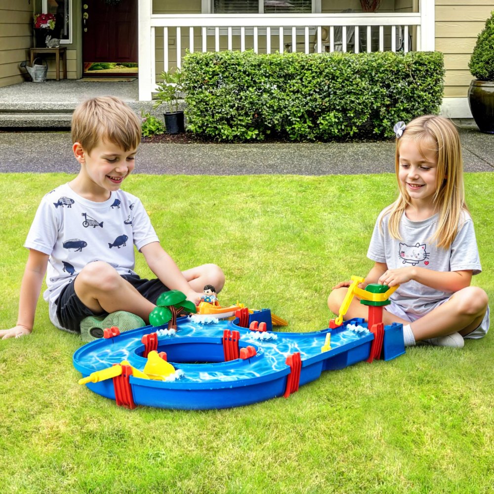 VEVOR Tavolo da Gioco per Sabbia Acqua per Bambini 760 x 510 x 160 mm Tavolo da Gioco Sensoriale per Bambini con 39 Accessori, Parco Giochi Estivo all'Aperto per Giardino, Prato, Spiaggia, Blu