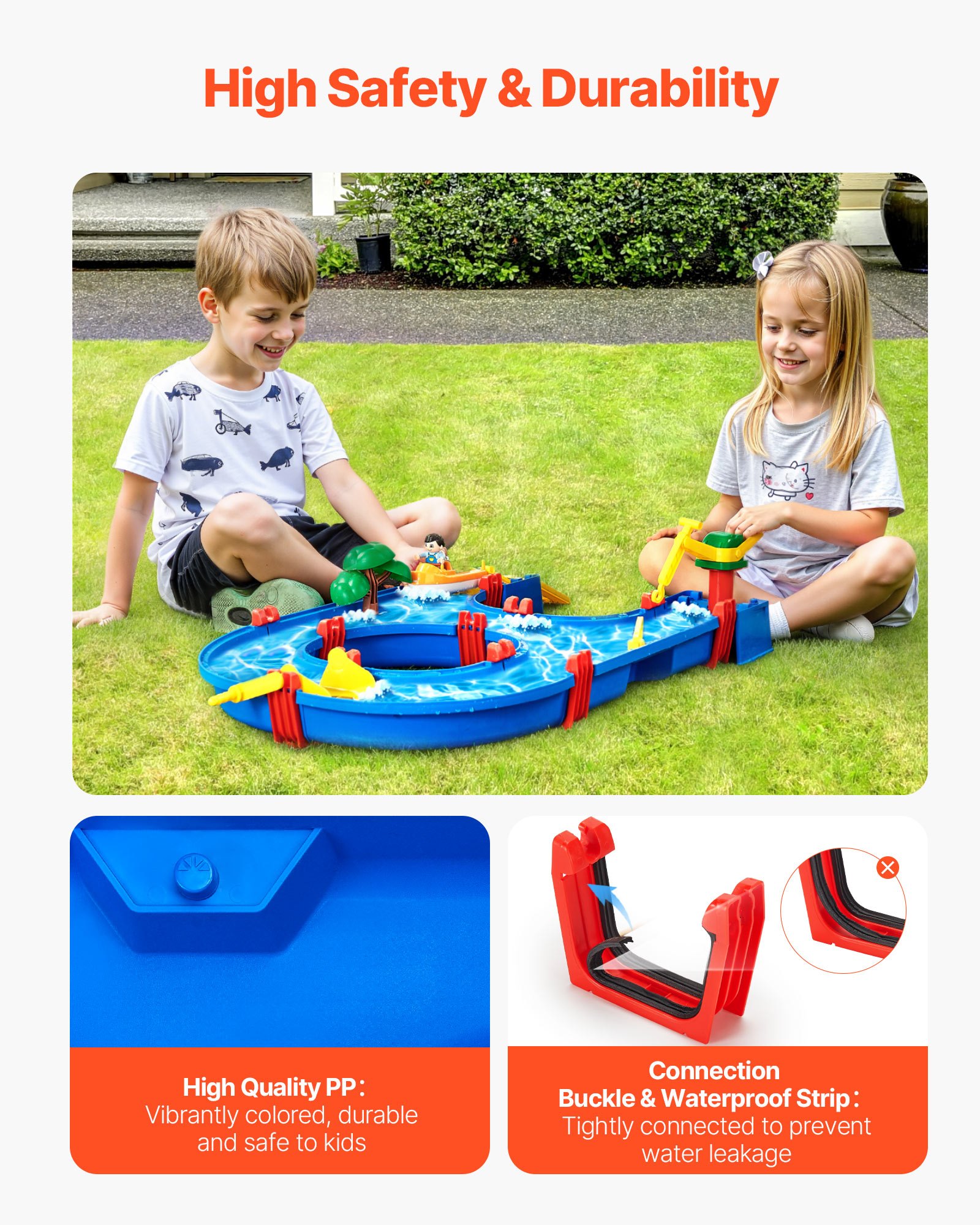 VEVOR Tavolo da Gioco per Sabbia Acqua per Bambini 760 x 510 x 160 mm Tavolo da Gioco Sensoriale per Bambini con 39 Accessori, Parco Giochi Estivo all'Aperto per Giardino, Prato, Spiaggia, Blu
