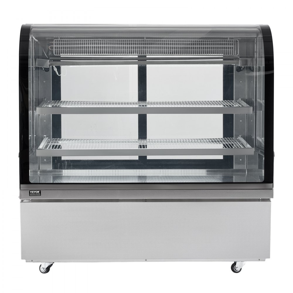 VEVOR Refrigerated Display Case, Pastry Display Case, 505 L, 2-Tier Commercial Refrigerated Display Cabinet, Cake Counter, Cold Counter with LED Lighting & Exhaust Cooling, Mobile, for Bakeries, Cafes, Restaurants, etc.