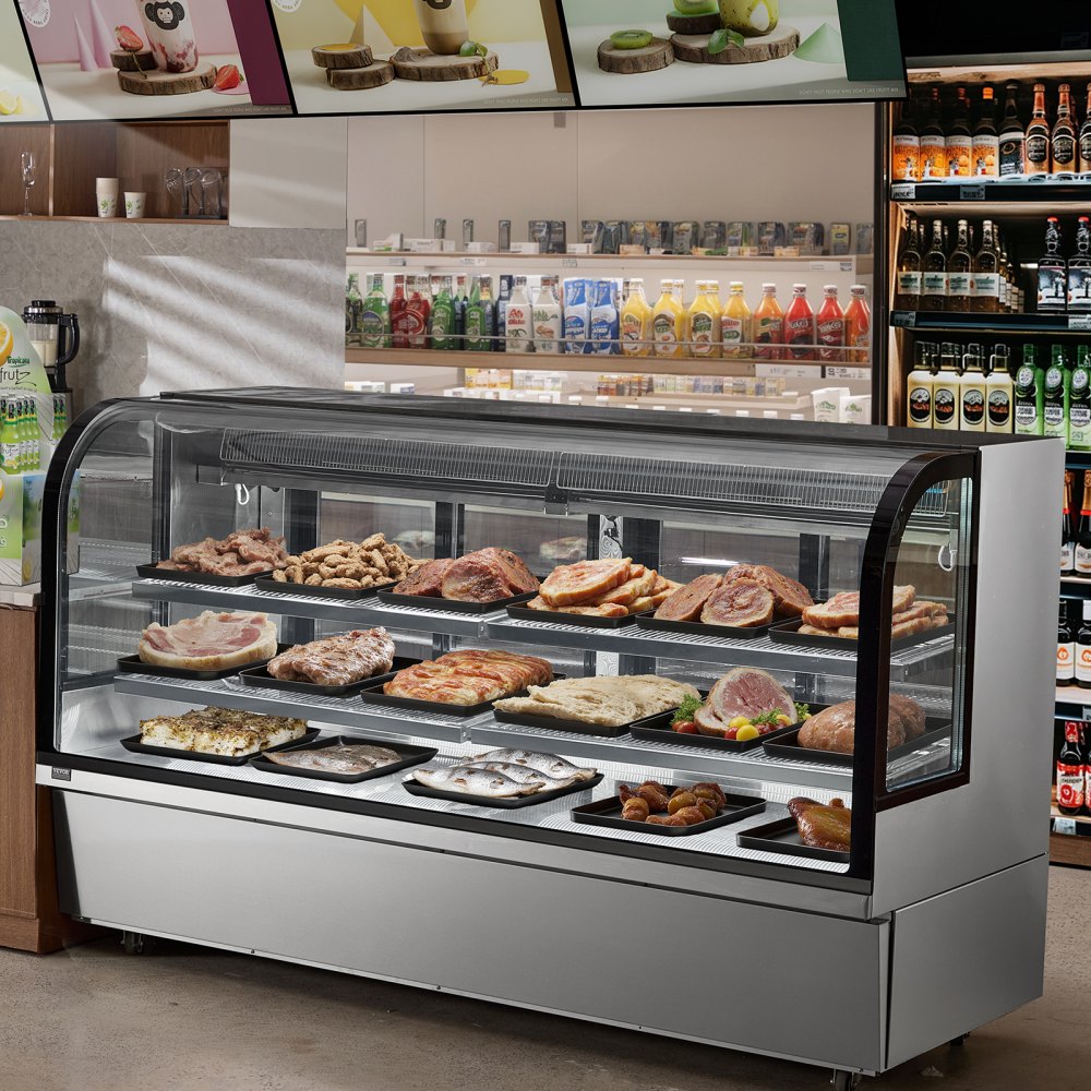 VEVOR Vetrina Refrigerata Grande Vetrina per Pasticceria da 901 Litri, Frigorifero Commerciale a 4 Ripiani con Illuminazione a LED, Raffreddamento a Tiraggio Discendente, Vetrina Rotelle Panetteria