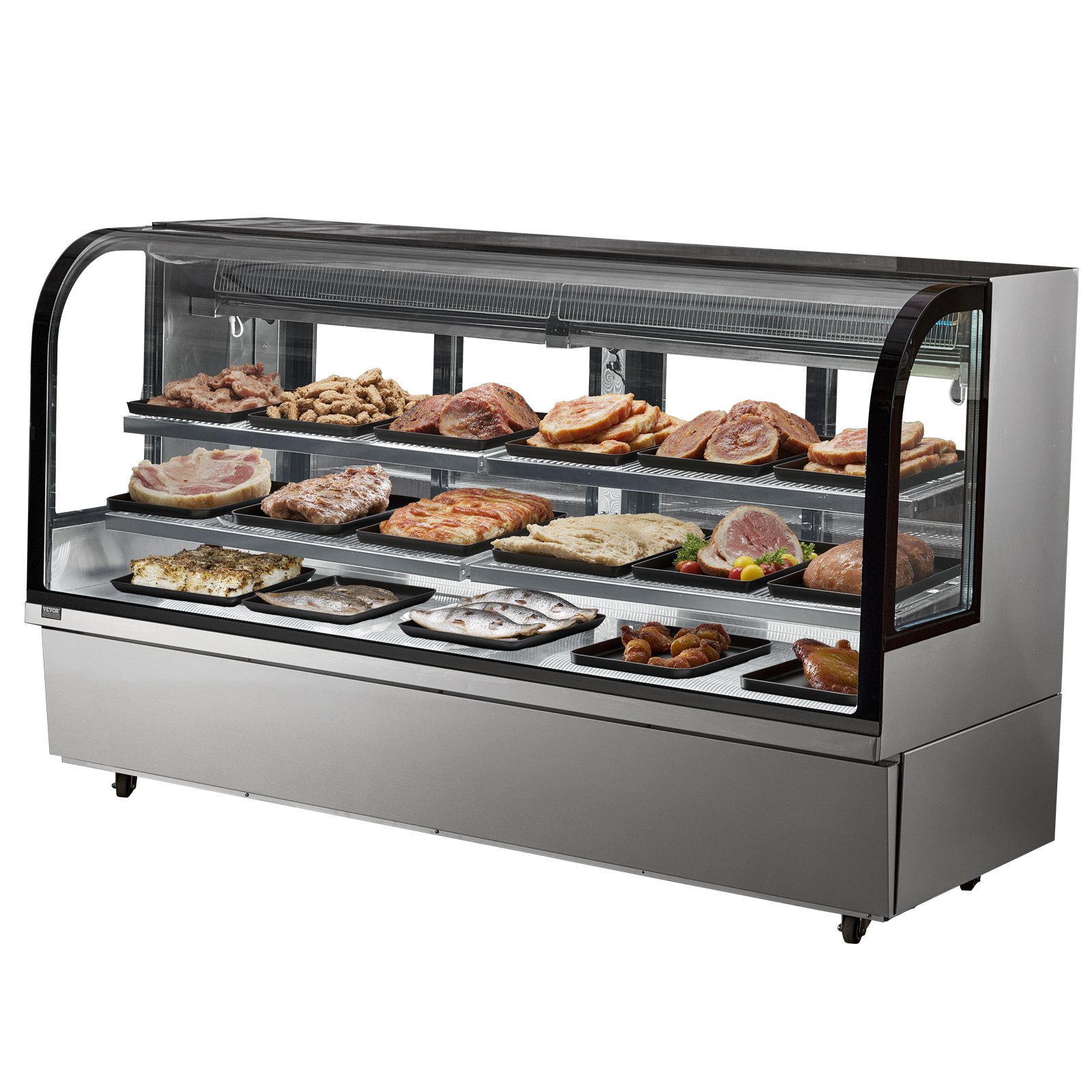 VEVOR Refrigerated Display Case for Pastries, 901 L, 4-Tier Commercial Refrigerated Display Cabinet, Cake Counter, Cold Counter with LED Lighting, Exhaust Cooling, Mobile, for Bakeries, Cafes, Restaurants