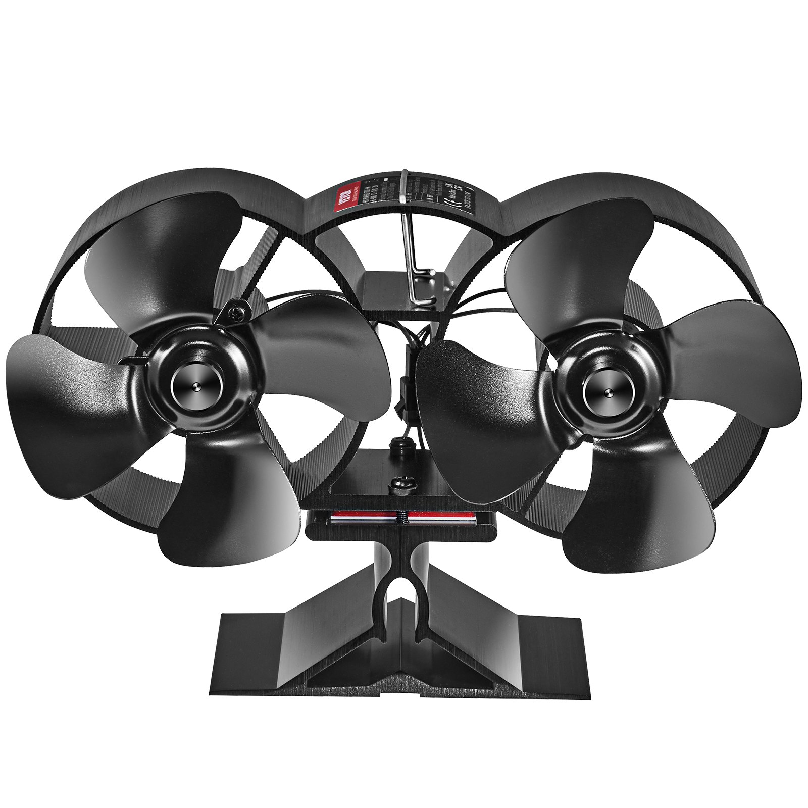 VEVOR Ventilatore per Stufa a Legna 204x92x138 mm, Ventilatore per Camino Alimentato a Calore 8 Pale Flusso d'Aria 340 m³/h Termometro Magnetico Ventola per Camino a 2 Ventilatori per Stufa a Legna