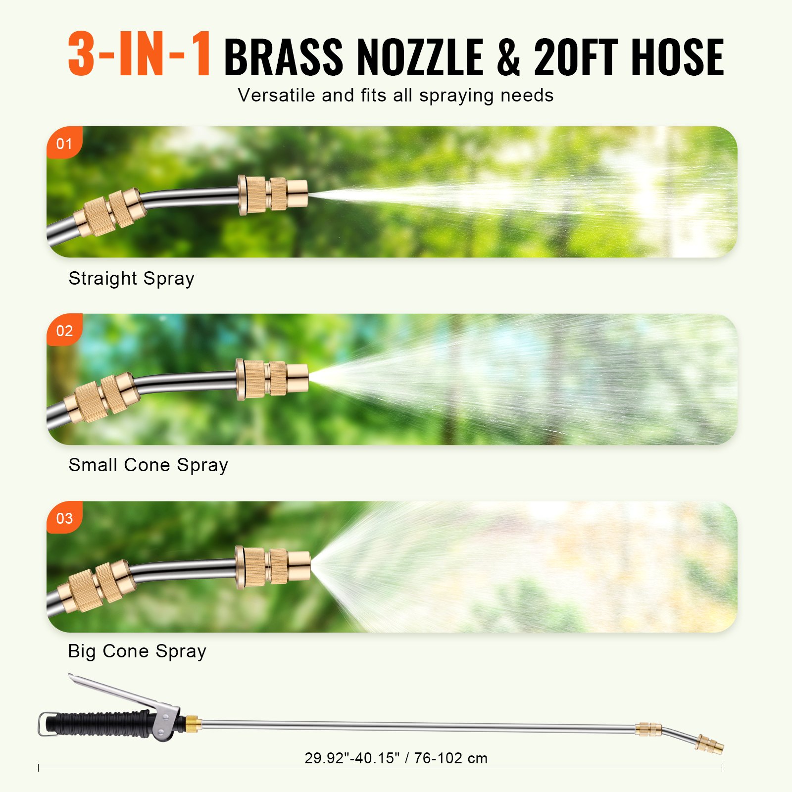 VEVOR ATV Sprayer 7 L/min Pressure Sprayer 12V Pump 0.1-0.5 MPa Pump Operating Pressure Sprayer 0-72 PSI Pressure Sprayer Includes 6.1 m Hose 2.5 m Quick-Connect Line Ideal for ATVs UTVs Tractors