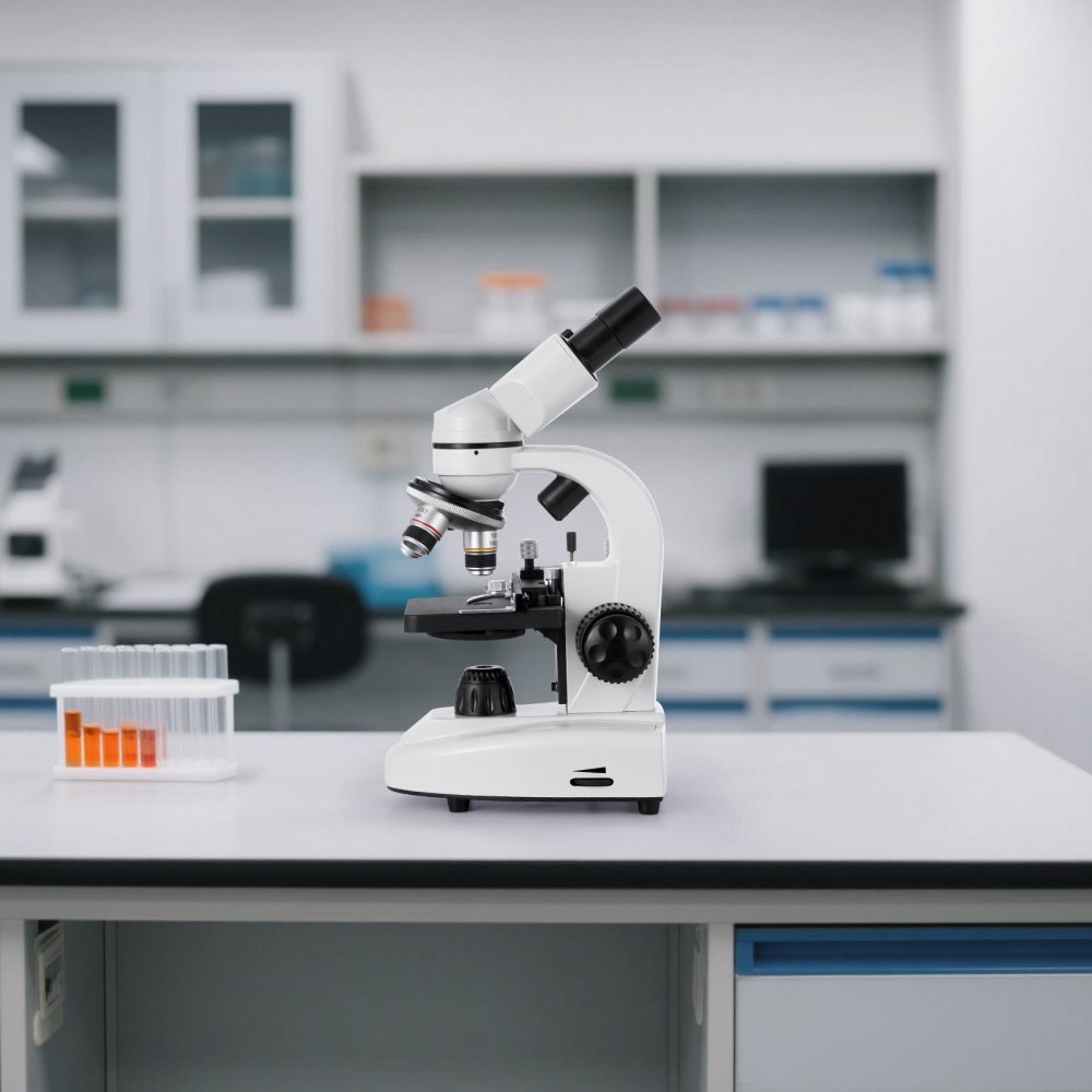 VEVOR Microscopio Binoculare, Kit Microscopio Composto con Ingrandimento 40-2000X, Corpo in Lega di Alluminio, Oculari, Luce LED, Supporto per Telefono, per Studenti, Laboratorio, Scuola, Casa