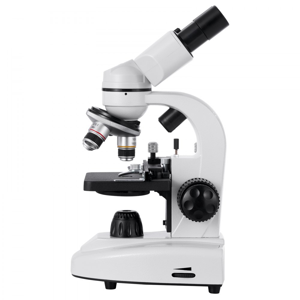 VEVOR Microscopio Binoculare, Kit Microscopio Composto con Ingrandimento 40-2000X, Corpo in Lega di Alluminio, Oculari, Luce LED, Supporto per Telefono, per Studenti, Laboratorio, Scuola, Casa