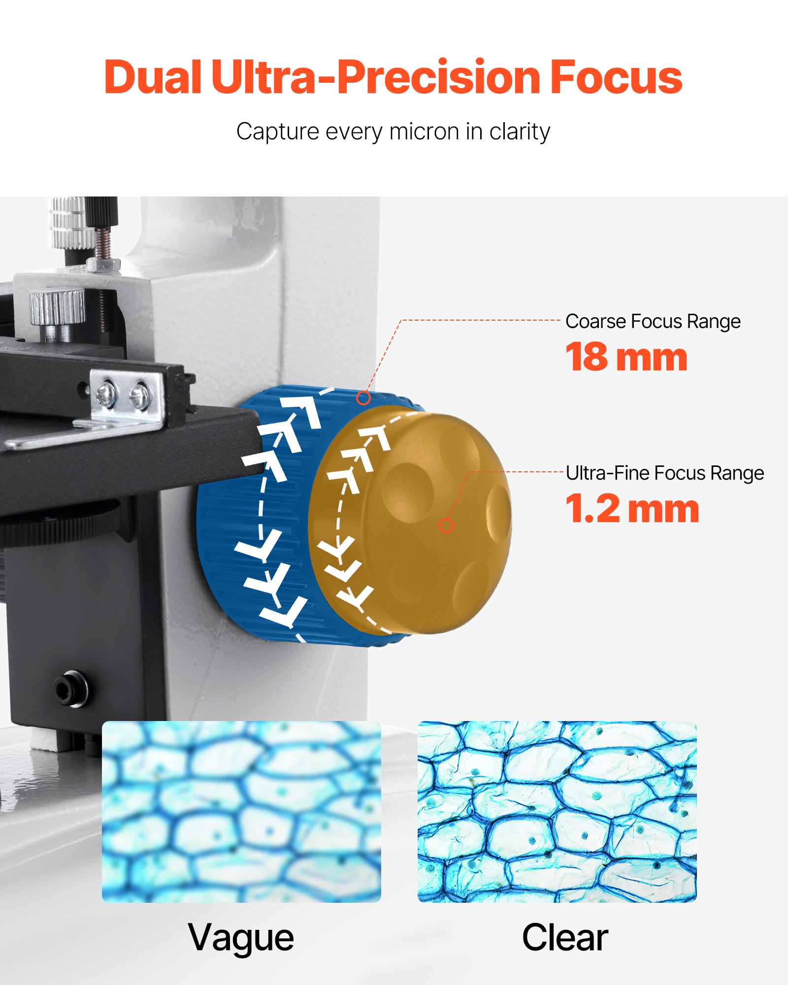 VEVOR Microscopio Binoculare, Kit Microscopio Composto con Ingrandimento 40-2000X, Corpo in Lega di Alluminio, Oculari, Luce LED, Supporto per Telefono, per Studenti, Laboratorio, Scuola, Casa