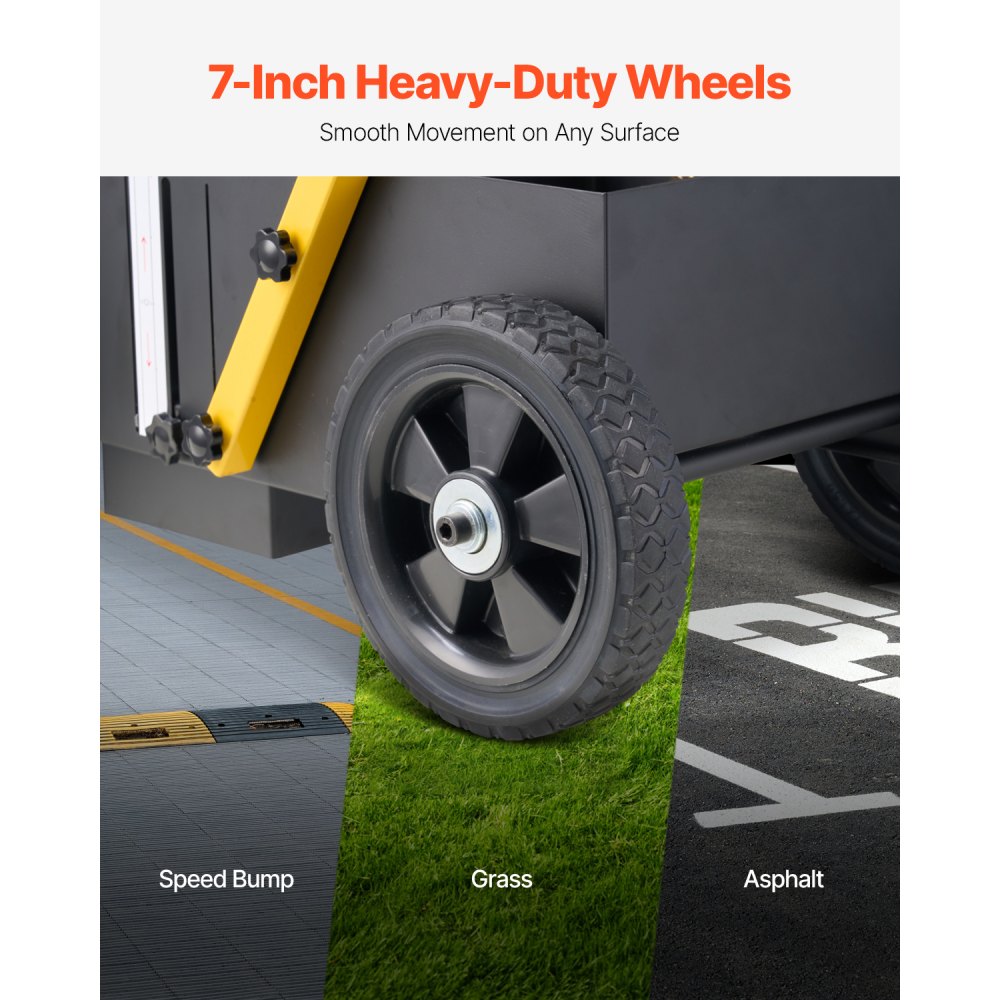 VEVOR Macchina per Marcatura delle Linee di Demarcazione, 610 x 330 x 900 mm, 4 Ruote, Segnalinee Linee di Demarcazione con Larghezza Regolabile, per Strade, Parcheggi, Campi Sportivi, Nero