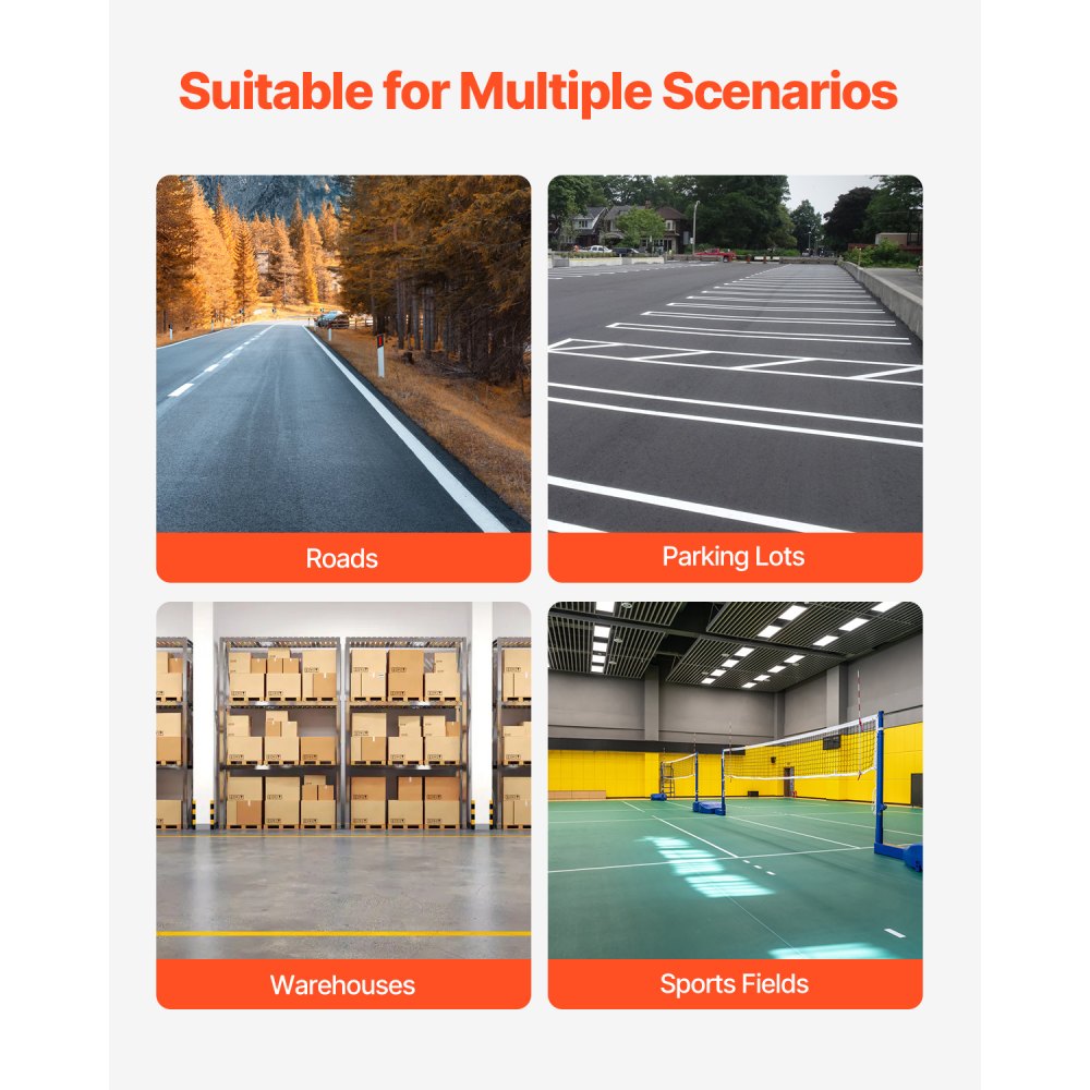 VEVOR Macchina per Marcatura delle Linee di Demarcazione, 610 x 330 x 900 mm, 4 Ruote, Segnalinee Linee di Demarcazione con Larghezza Regolabile, per Strade, Parcheggi, Campi Sportivi, Nero