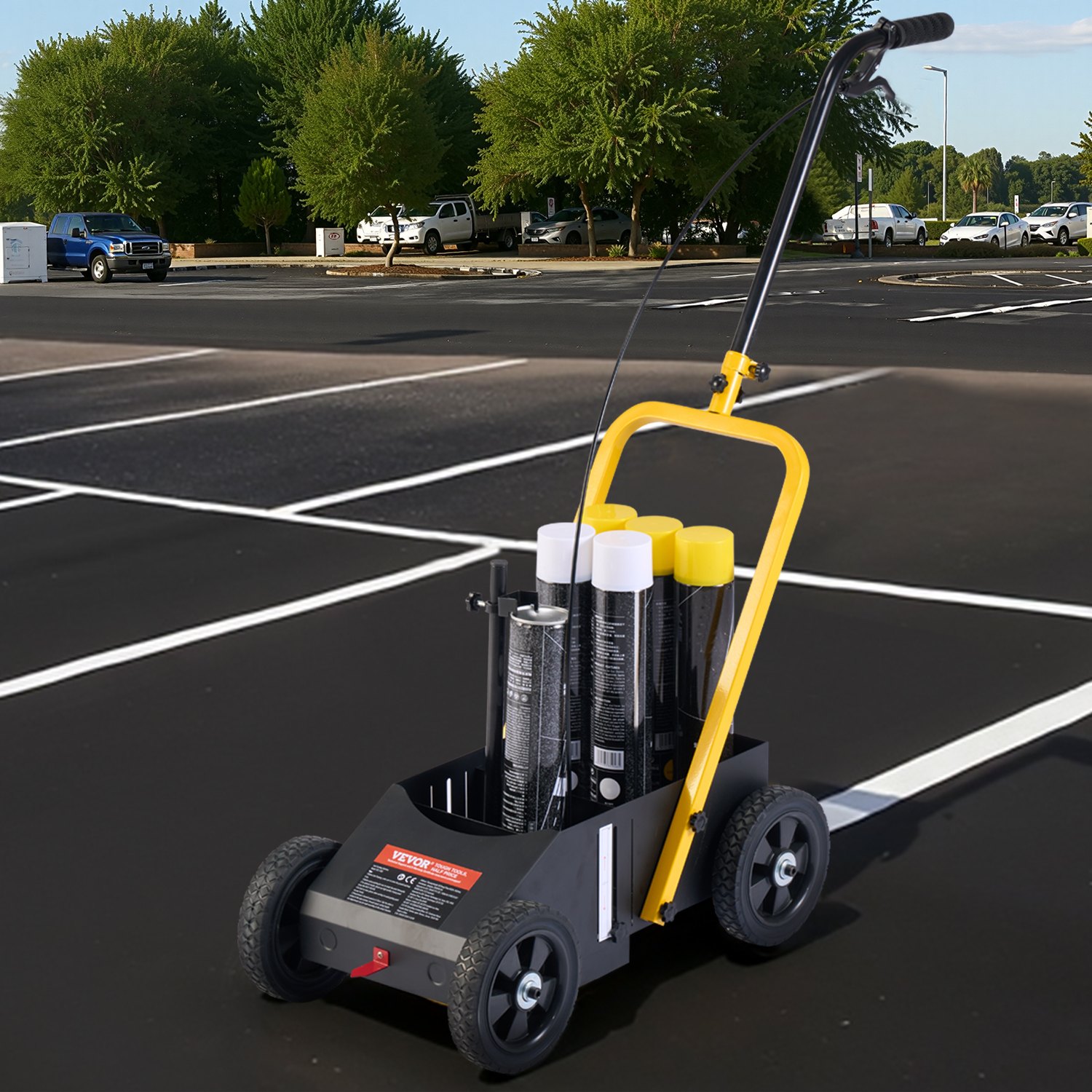 VEVOR Macchina per Marcatura delle Linee di Demarcazione, 610 x 330 x 900 mm, 4 Ruote, Segnalinee Linee di Demarcazione con Larghezza Regolabile, per Strade, Parcheggi, Campi Sportivi, Nero