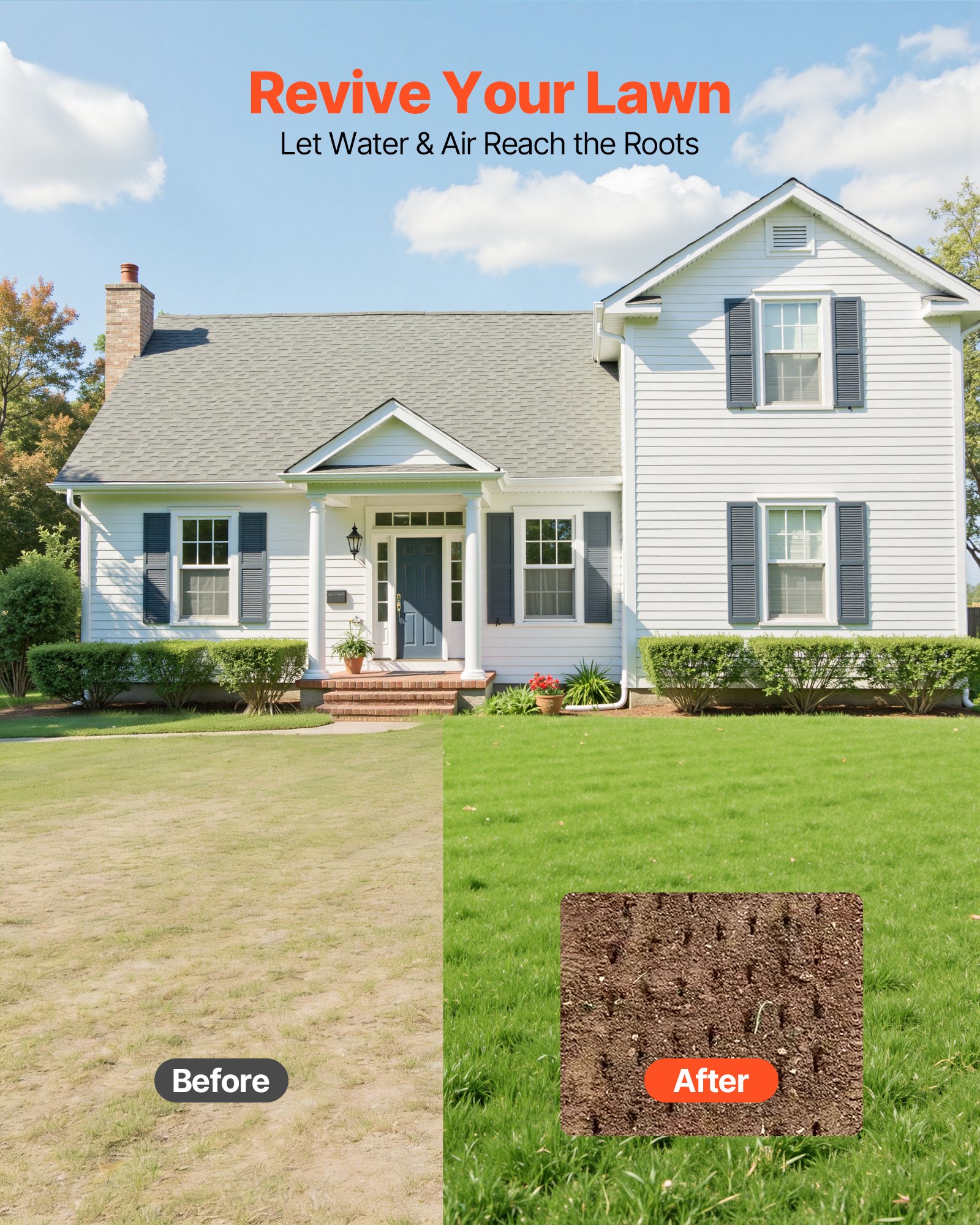 VEVOR Arieggiatore Manuale per Prato da 41 cm Aeratore a Spinta da Prato Terreno in Metallo Compatti per Giardino Cortile Campi con Punti in Ferro 42 x 5,5 cm Manico Lungo Rullo Ricaricabile