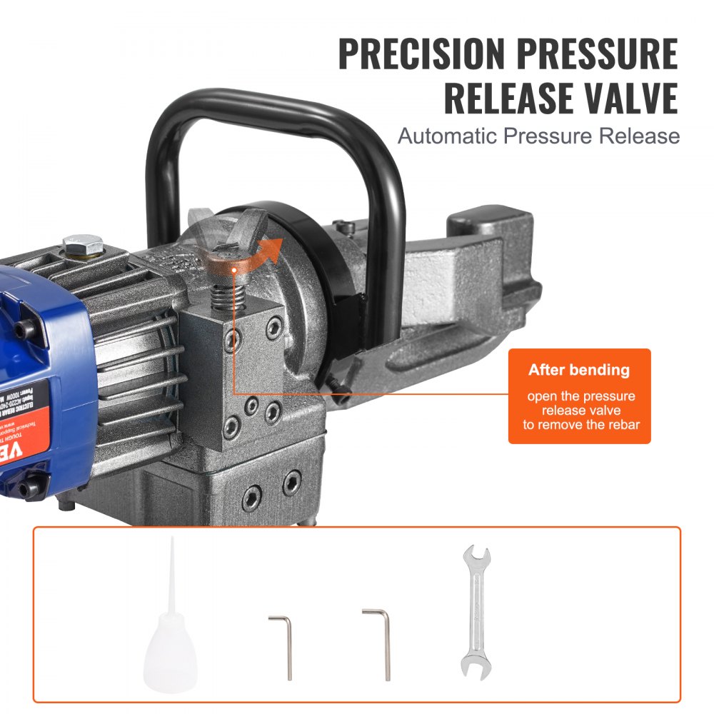 VEVOR Piegatrice Barre Elettrica 1000W Piegatrice Idraulica Portatile per Barre Angolo di Piegatura 0°-90° 6-16mm con Oliatore, Piegatrice per Barre Alta Potenza per Barre d'Acciaio Barre d'Armatura
