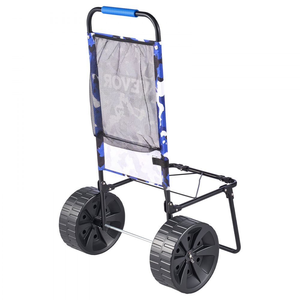 VEVOR Carrello da Spiaggia con Ruote Grandi Per Sabbia, Vassoio di Carico 380 x 386 mm, Carrello Da Trasporto Pieghevole Ruote PE Piene 254 mm, Per picnic, Campeggio, Spiaggia, Pesca, Carico 31 kg