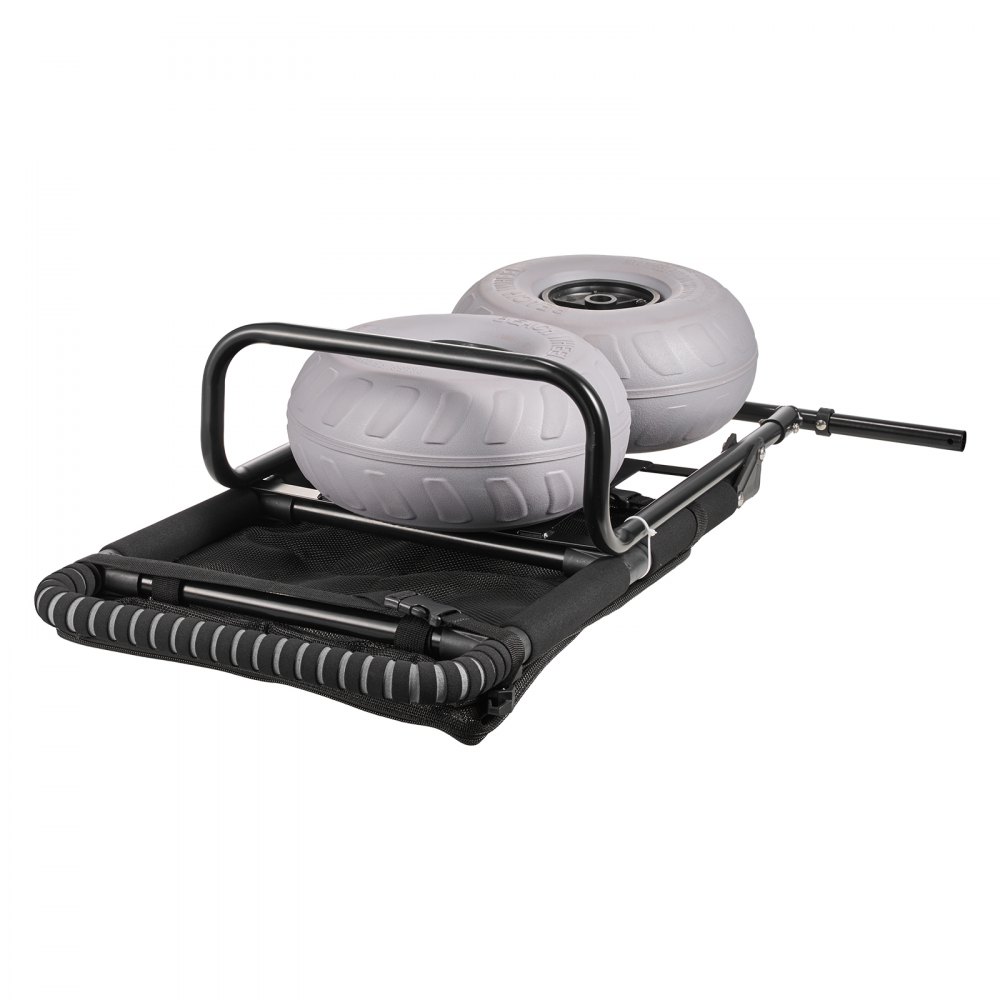 VEVOR Carrello da Spiaggia con Grandi Ruote per Sabbia, Portapacchi 510 x 370mm, Carrello Trasporto Pieghevole Ruote per Palloncini da 228,6mm, 74,8kg, Altezza 690-1140mm, per Spiaggia, Campeggio