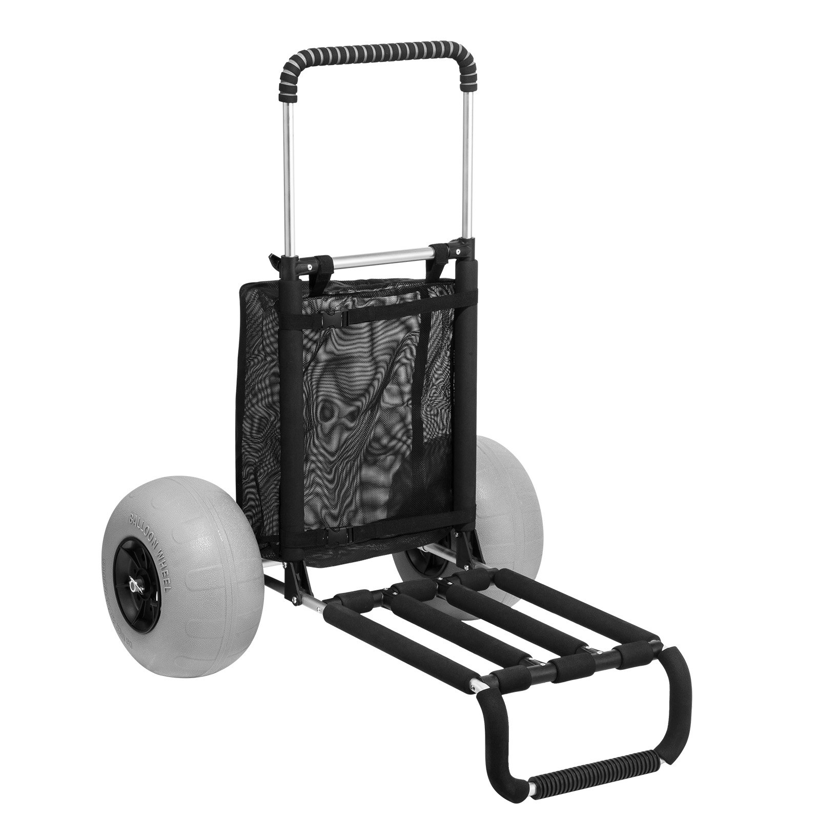 VEVOR Carrello da Spiaggia con Grandi Ruote per Sabbia, Portapacchi 760 x 390 mm, Carrello Trasporto Pieghevole Ruote per Palloncini da 304,8 mm, 74,8kg, Altezza 690-1140mm, per Spiaggia, Campeggio