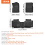 VEVOR car floor mats suitable for Dodge Durango / Jeep Grand Cherokee 2016-2024 / 2016-2021, 3-piece set, inserts for the front and second row, weatherproof, custom-fit vehicle floor mats made of TPE