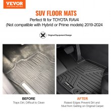 VEVOR Tappetini per Auto 3 Pezzi Tappetini in TPE per Toyota RAV4 2019-2024