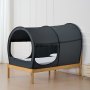VEVOR Tenda da Letto Traspirante a 4 Porte Oscurante Leggera Pali 7 mm Verde 190x137x119cm