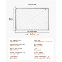 VEVOR Cancello Zincato per Recinzione a Maglie Regolabile 183 x 122 cm Accessori