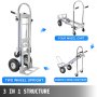 VEVOR Carrello a Mano 3 In 1 Carrello Pieghevole In Alluminio Mano Con 2 O 4 Ruote Capacità 250/350kg