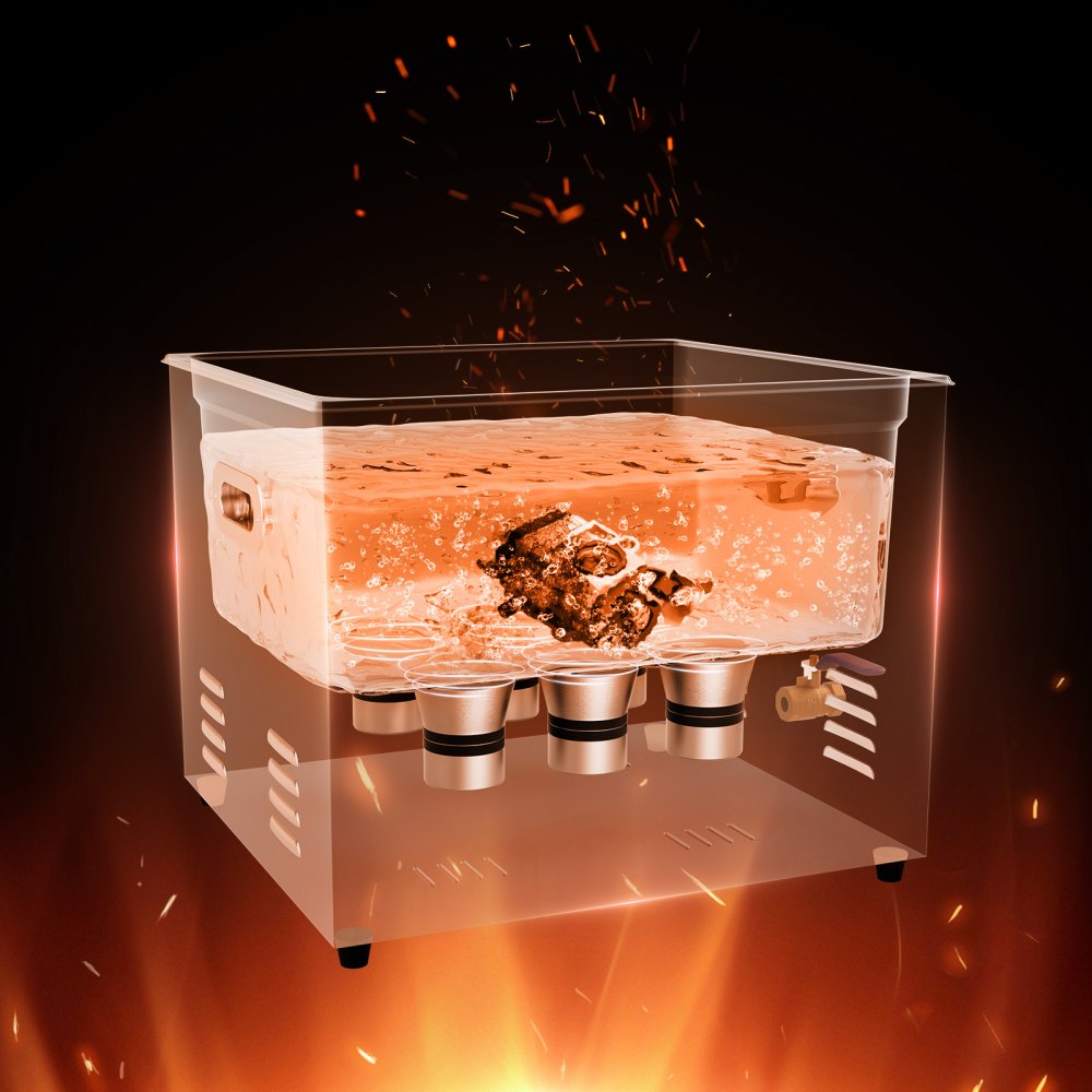 VEVOR Pulitore ad Ultrasuoni 15L Dispositivo per Pulizia Ultrasuoni Macchina per Pulizia ad Ultrasuoni da 360W con Timer Riscaldatore, Pulitore Digitale da 40 kHz con Cestello per Parti Gioielli