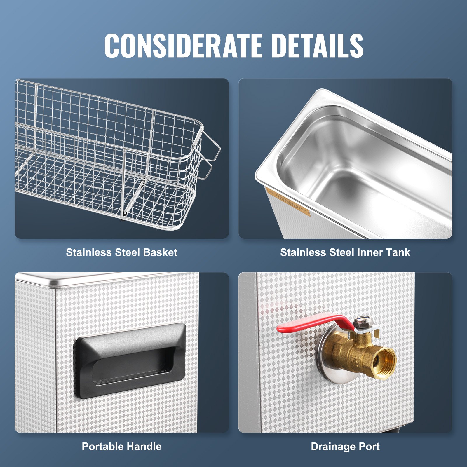 VEVOR Pulitore ad Ultrasuoni 10L Dispositivo per Pulizia Ultrasuoni Macchina per Pulizia ad Ultrasuoni da 300W con Timer Riscaldatore, Pulitore Digitale da 40 kHz con Cestello per Parti Gioielli