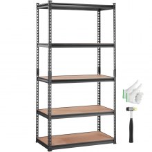 VEVOR Scaffale per Carico Pesante da Garage Officina Cantina 5 Ripiani in Metallo Carico Totale Massima 907,2kg, Scaffale in Metallo Altezza Ripiano Regolabile 90x45x182,88 cm, Scaffale per Magazzino