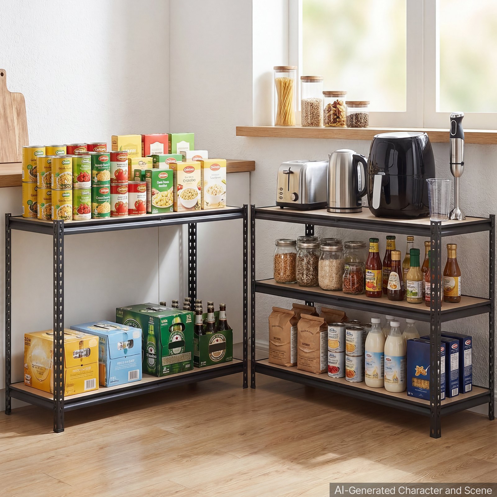 VEVOR Scaffale per Garage  in Metallo 5 Ripiani Regolabili Capacità 907,2kg, Scaffale da Stoccaggio per Carichi Pesanti, per Dispensa, Magazzino, Cantina e Cucina, 122,8 cm L x 45,9 cm P x 181,3 cm A