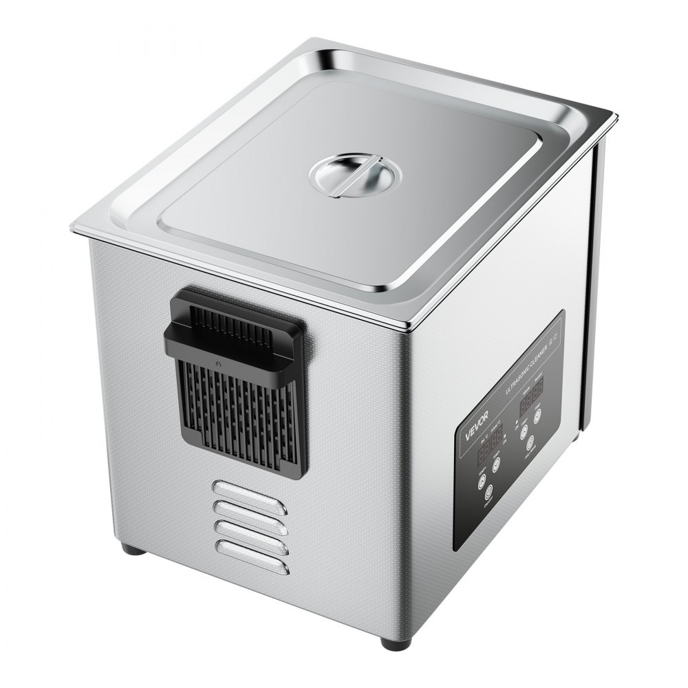 VEVOR Pulitore a Ultrasuoni da 10 L, Macchina Professionale per la Pulizia a Ultrasuoni, con Cestello di Pulizia e Schermo Digitale, in Acciaio Inox da 180 W e 40 kHz per Orologi, Rasoi, Gioielli