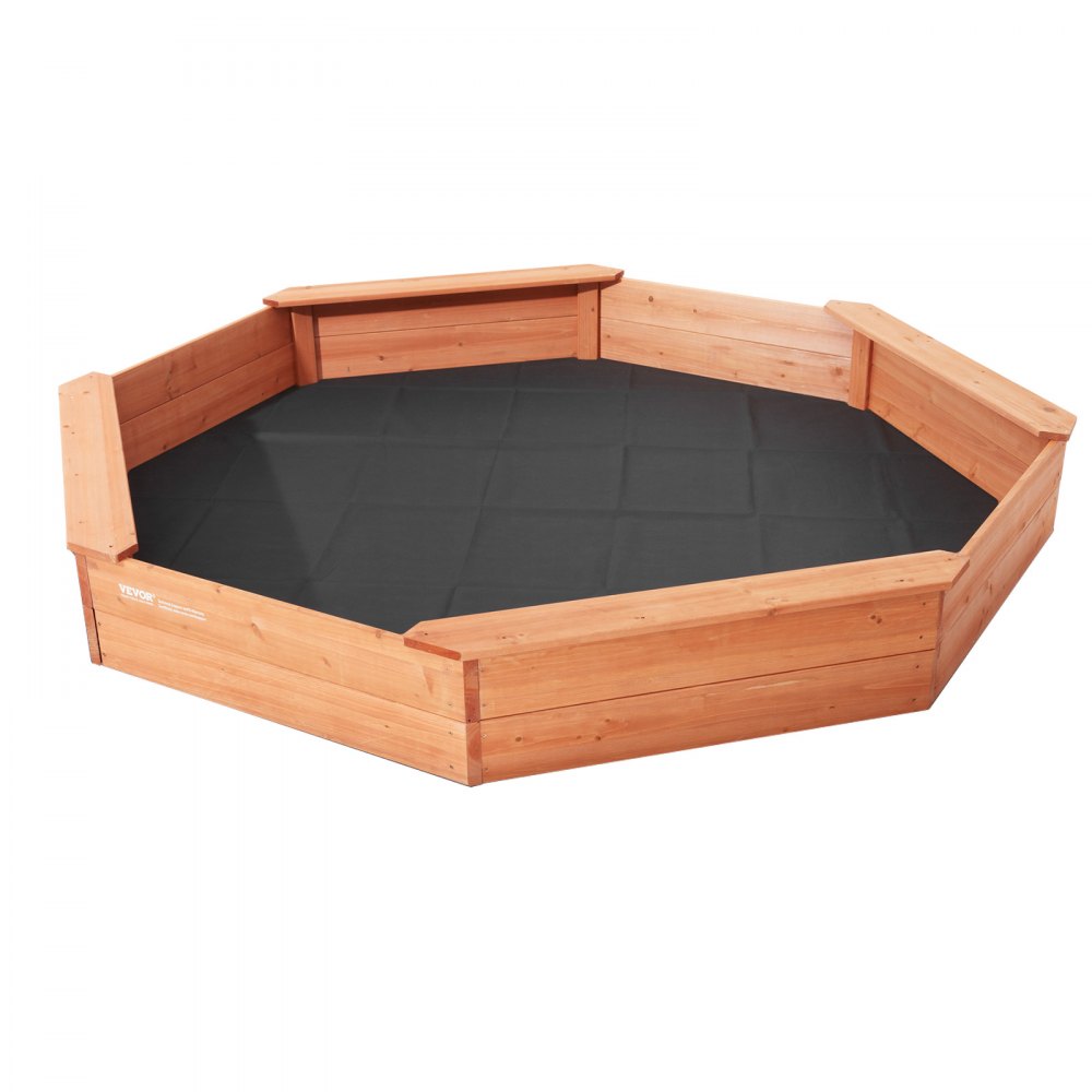 VEVOR Sabbiera in Legno con Coperchio 1920 x 1920 x 230 mm Sabbiera Ottagonale con 4 Posti a Sedere e Fondo, per Cortile all'Aperto, Spiaggia, Parco, Regalo per Ragazzi e Ragazze dai 3 ai 12 Anni