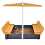 VEVOR Sabbiera in Legno con Tettuccio 1200 x 1200 x 1455 mm Sabbiera con Panche Pieghevoli, Rivestimento del Fondo, Sabbiera per Bambini in Legno per Cortile all'aperto, Spiaggia, Parco, per 3-12 Anni